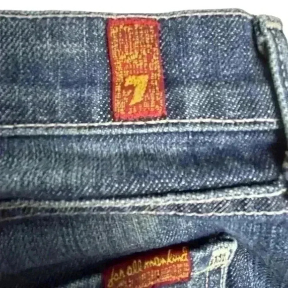 7 For All Mankind Women's Bootcut Jeans Size 28 Dark Blue Stretch Denim - Picture 8 of 16